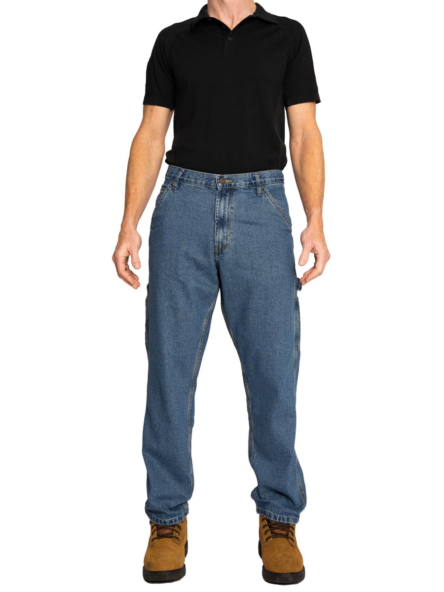 FULL BLUE Carpenter Denim Jeans, Relaxed Fit, Utility Pocket & Hammer Loop, Light Wash, 42x36