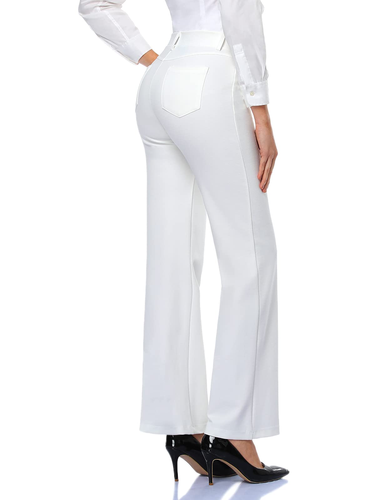 Tapata Women's 28''/30''/32''/34'' Stretchy Bootcut Dress Pants with Pockets Tall, Petite, Regular for Office Work Business 34", White, XXL