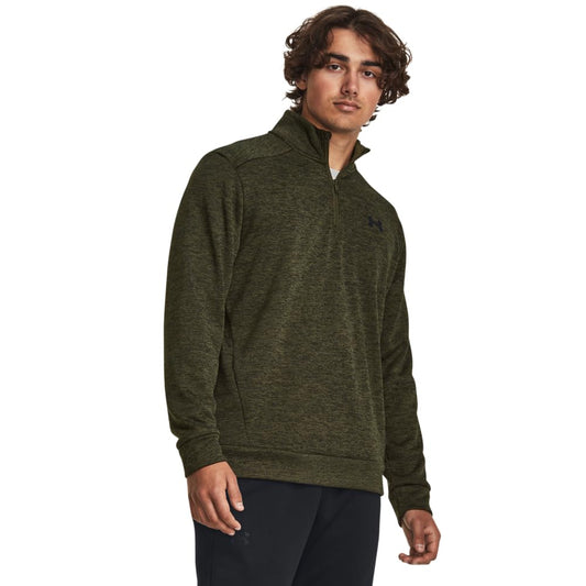 Under Armour mens Armour Fleece Twist Quarter Zip, (391) Marine OD Green/Black/Black, Large Tall