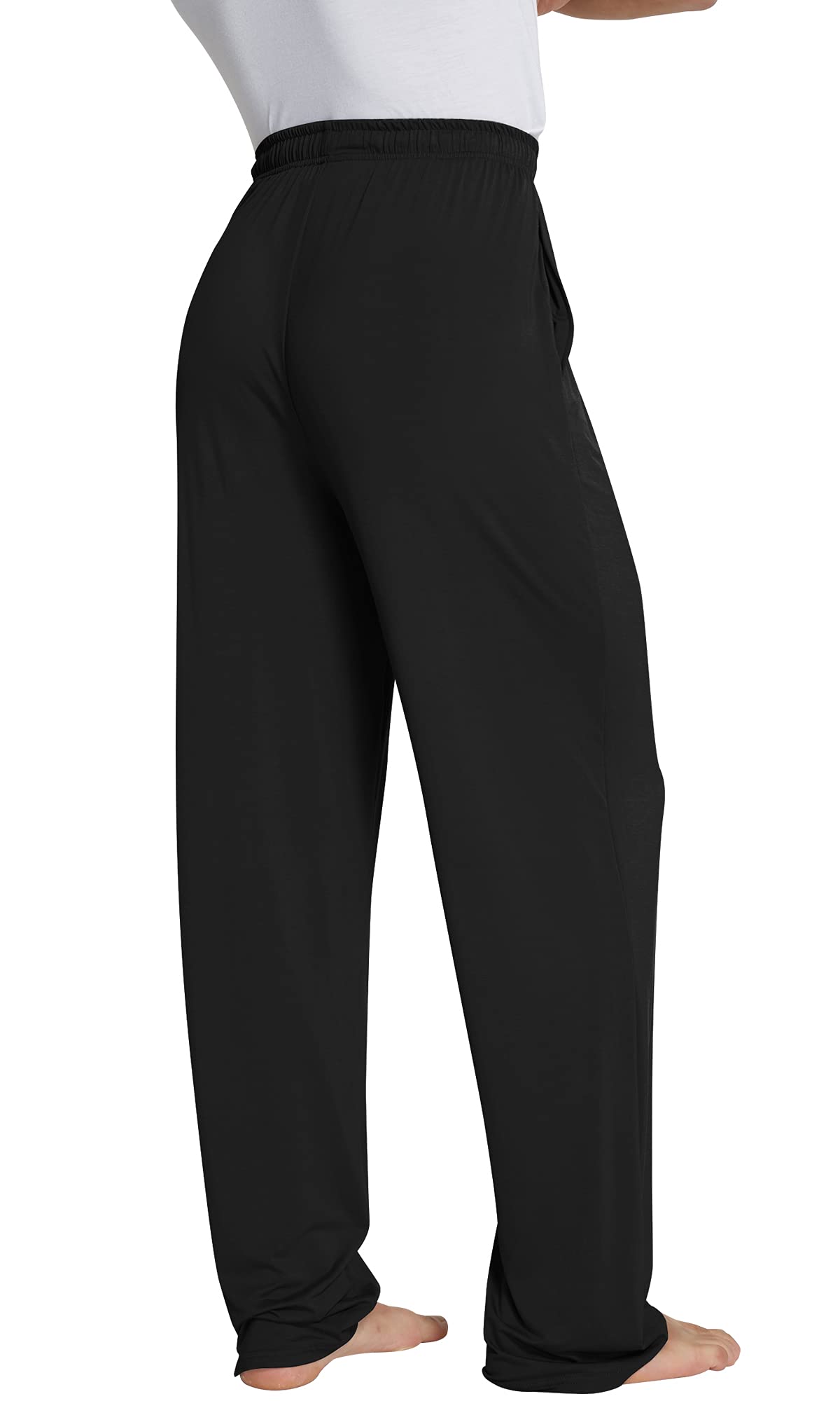 WiWi Bamboo Viscose Pajama Pants for Men Tall Sleep Bottoms Big Warm Long Pj Lightweight Lounge Sweatpants S-XXL, Black, Small