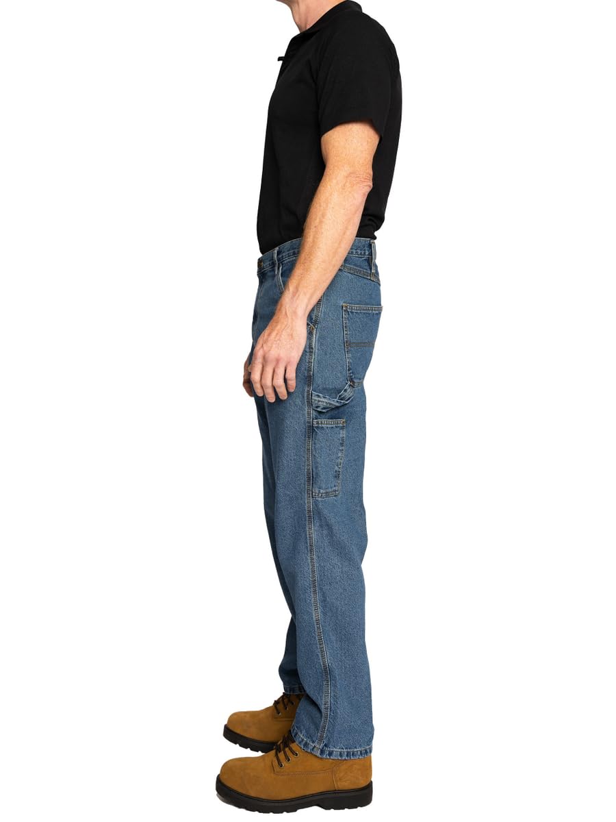 FULL BLUE Carpenter Denim Jeans, Relaxed Fit, Utility Pocket & Hammer Loop, Light Wash, 42x36