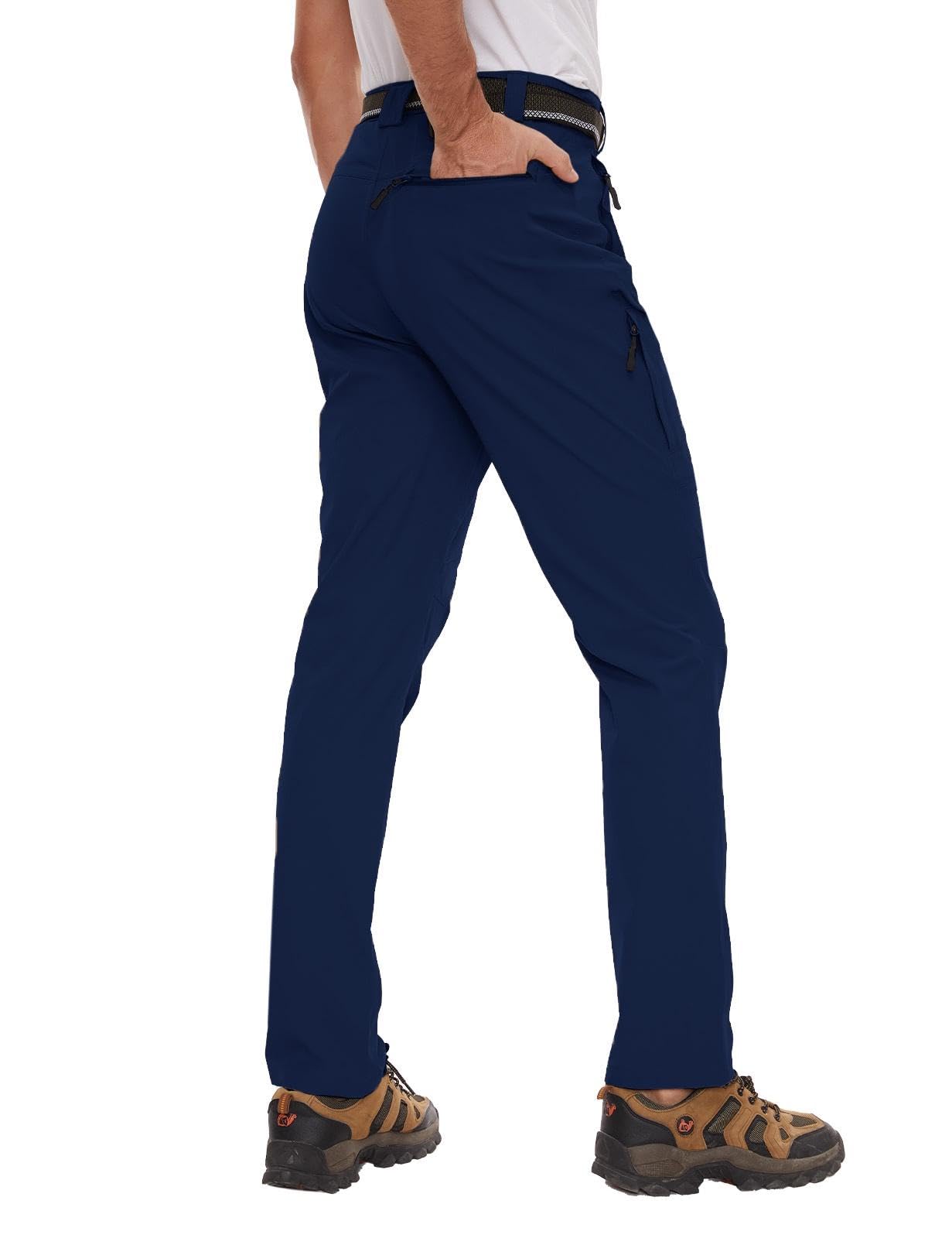 SEVEGO 30"/32"/34"/36"/38" Inseam Men's Tall Hiking Pants Quick Dry Outdoor Waterproof Fishing Cargo Pants with 5 Pockets 36"，Navy Blue，L