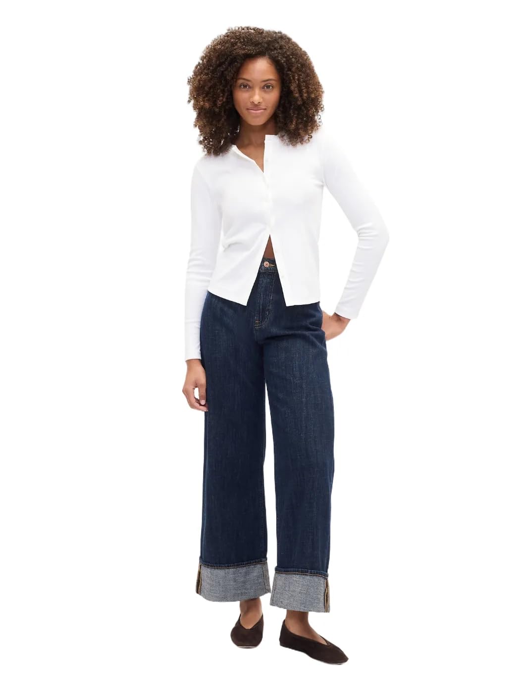 GAP Womens High Rise Wide Leg Jeans Dark Wash Indigo 119 29 Long
