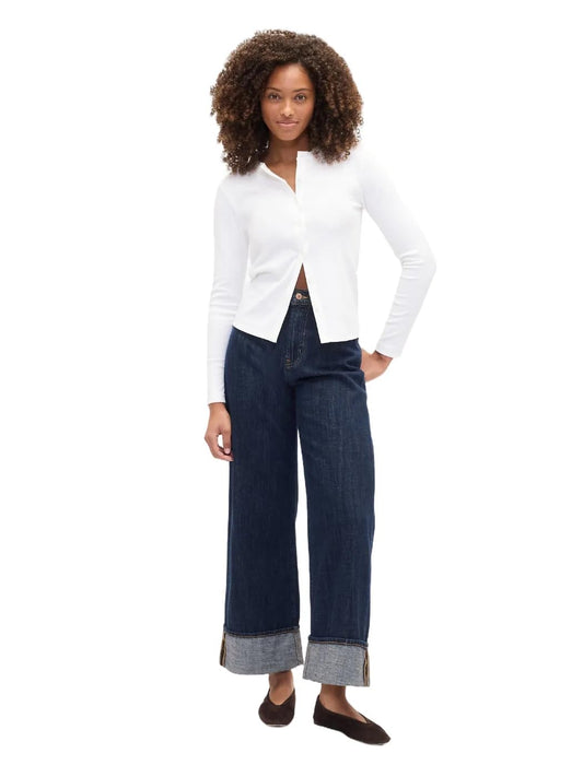 GAP Womens High Rise Wide Leg Jeans Dark Wash Indigo 119 29 Long