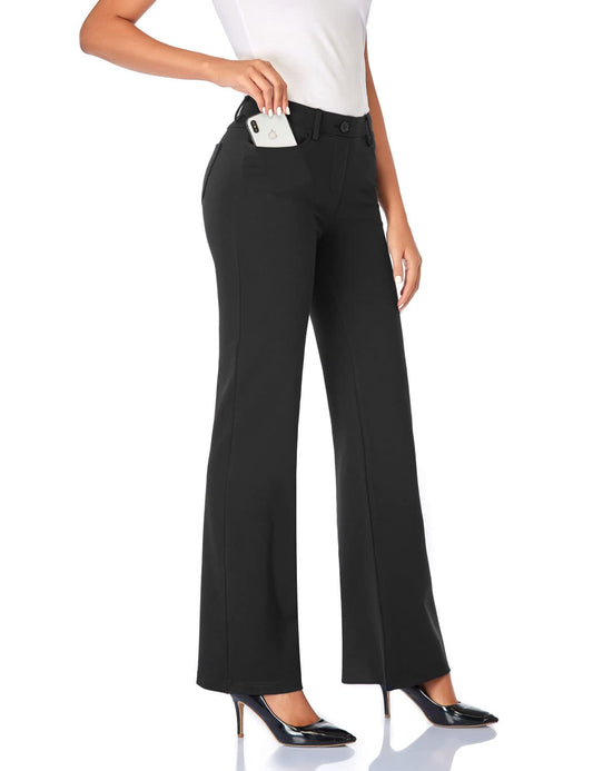 Tapata Women's 28''/30''/32''/34'' Stretchy Bootcut Dress Pants with Pockets Tall, Petite, Regular for Office Work Business 34", Black, XXL