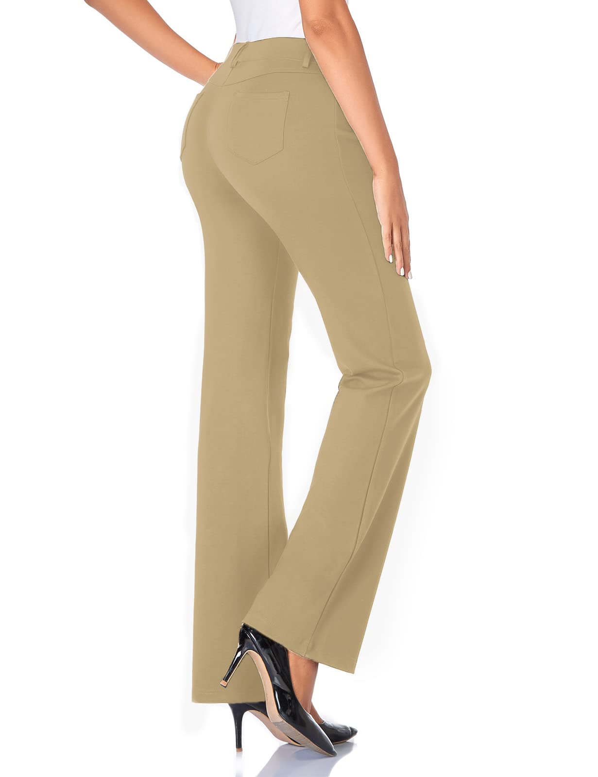Tapata Women's 28''/30''/32''/34'' Stretchy Bootcut Dress Pants with Pockets Tall, Petite, Regular for Office Work Business 34",Oatmeal,XL