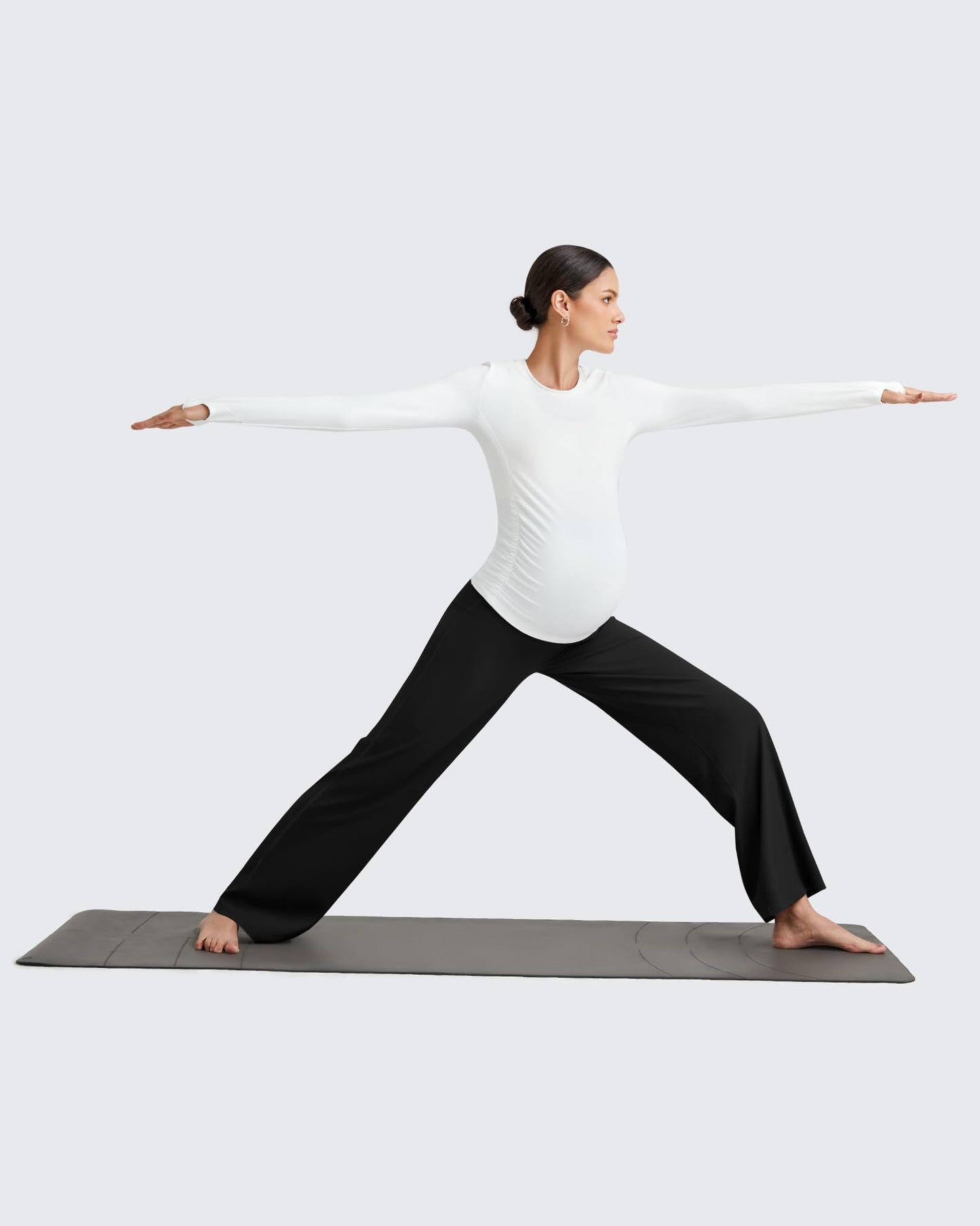 G4Free Woman Maternity Yoga Pants Wide Leg Trousers High Waist Pregnancy Workout Trousers Stretchy Business Casual Wear(Black,XS,34")