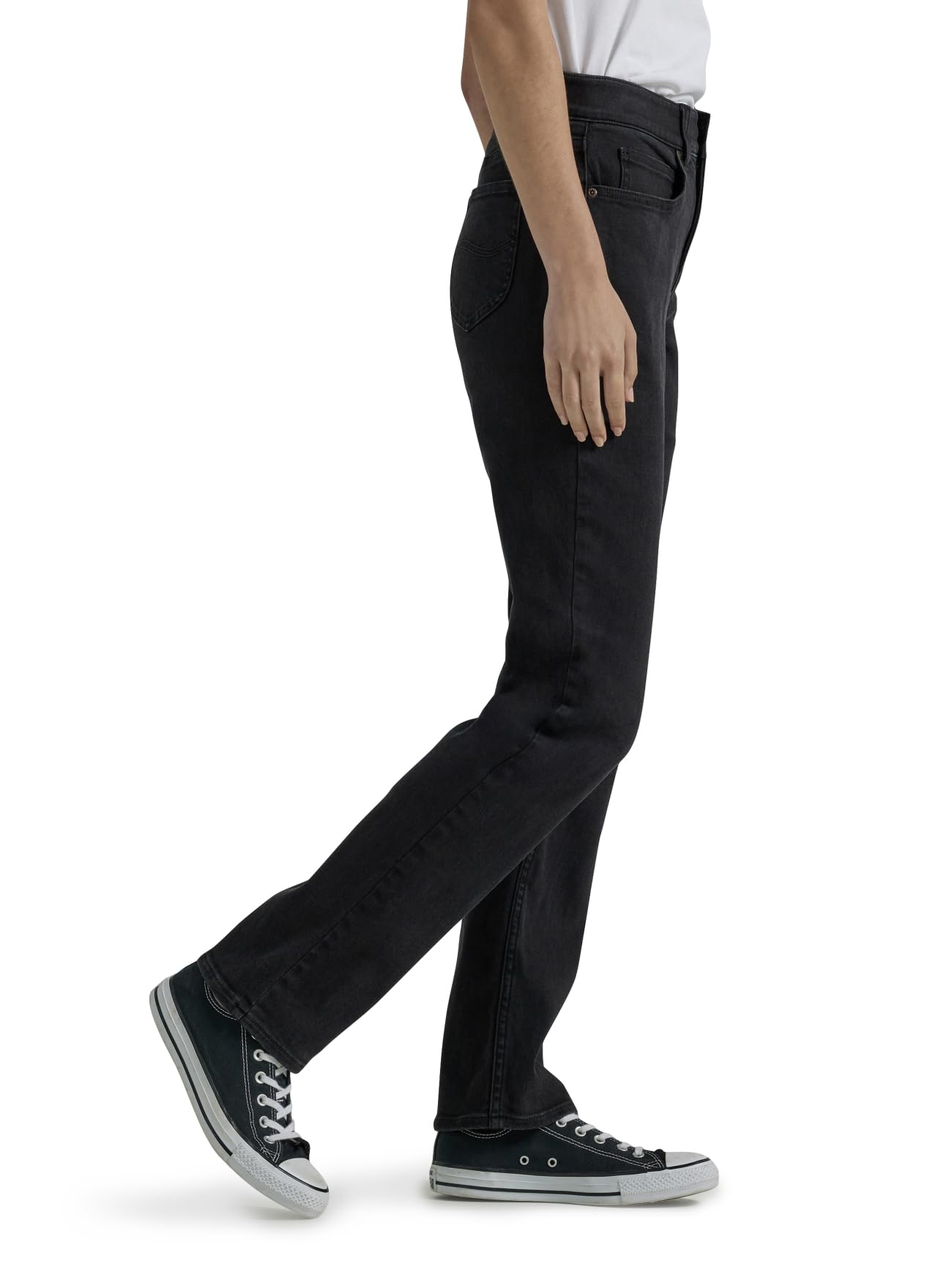 Lee Women's Ultra Lux Comfort with Flex Motion Straight Leg Jean, Midnight Bloom, 14 Long