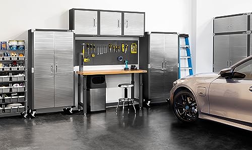 Seville Classics UltraHD Heavy Duty Workbench Table w/Solid Wood Top, 1000 lbs. Weight Capacity Workstation for Garage, Warehouse, Workshop, Granite, 60" W x 24" D x 28.5" to 42" H Desktop