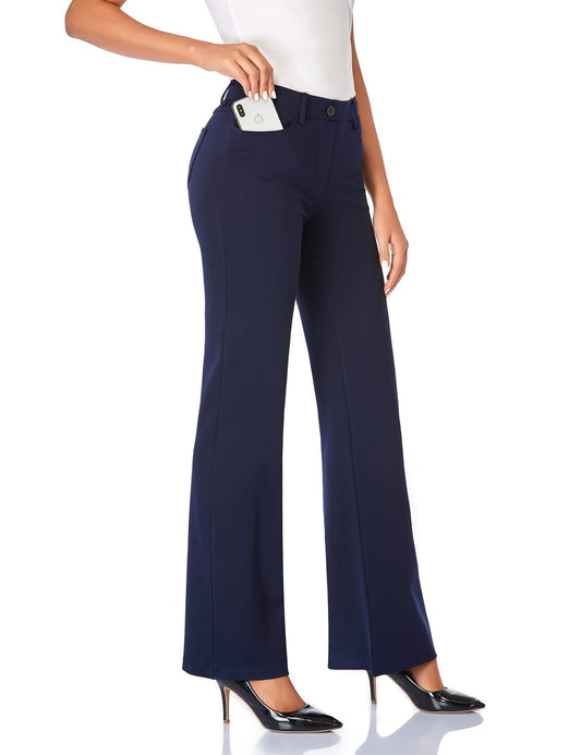 Tapata Women's 28''/30''/32''/34'' Stretchy Bootcut Dress Pants with Pockets Tall, Petite, Regular for Office Work Business 34", Navy Blue, XXL