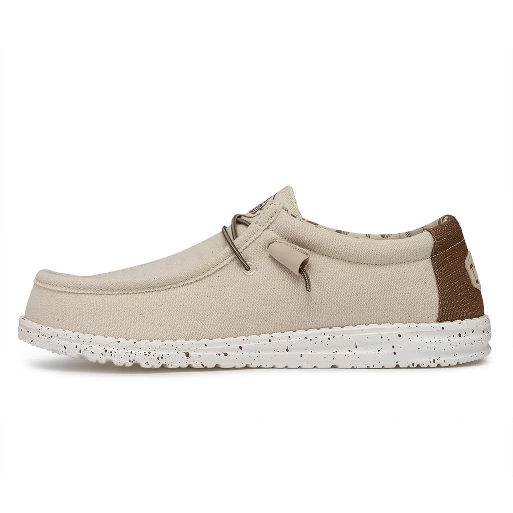 HEYDUDE Men's Wally Stretch Ivory Size 14 | Men’s Shoes | Men's Lace Up Loafers | Comfortable & Light-Weight