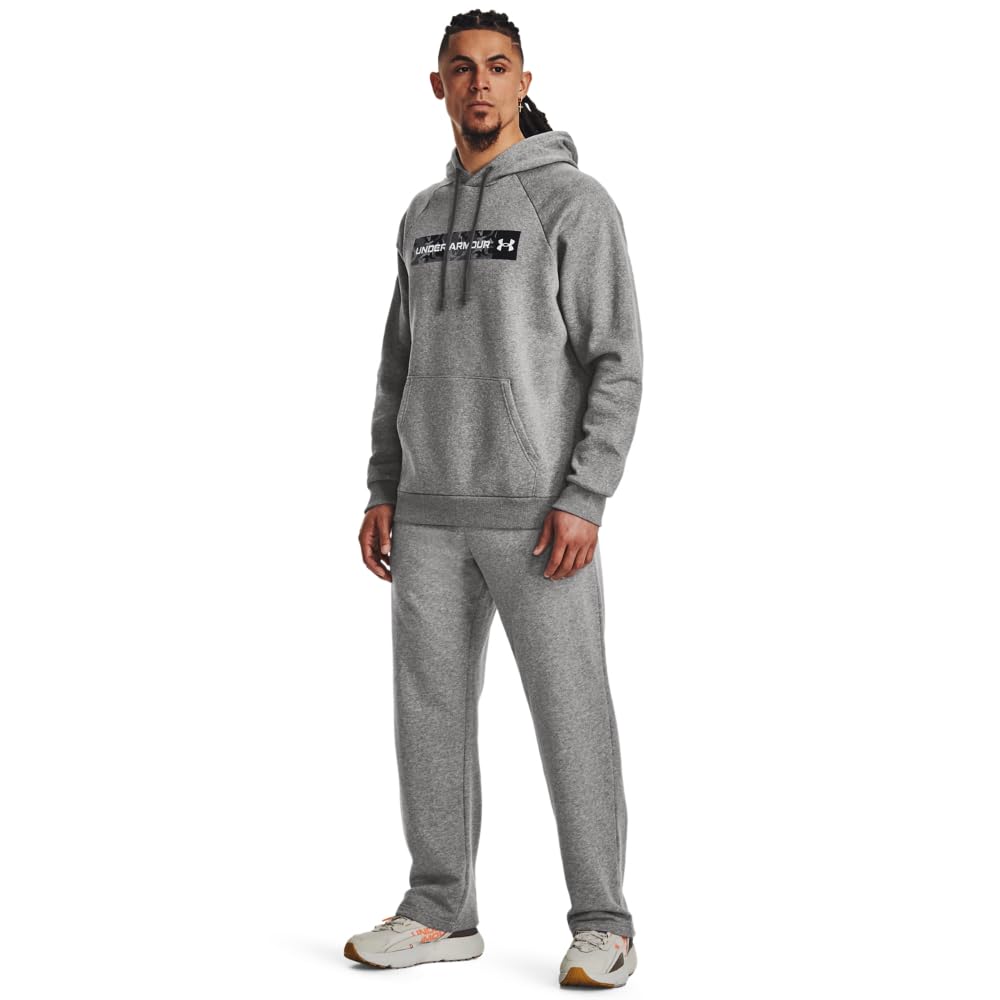 Under Armour Men's Rival Fleece Pants, (025) Castlerock Light Heather / / White, 4X-Large Tall