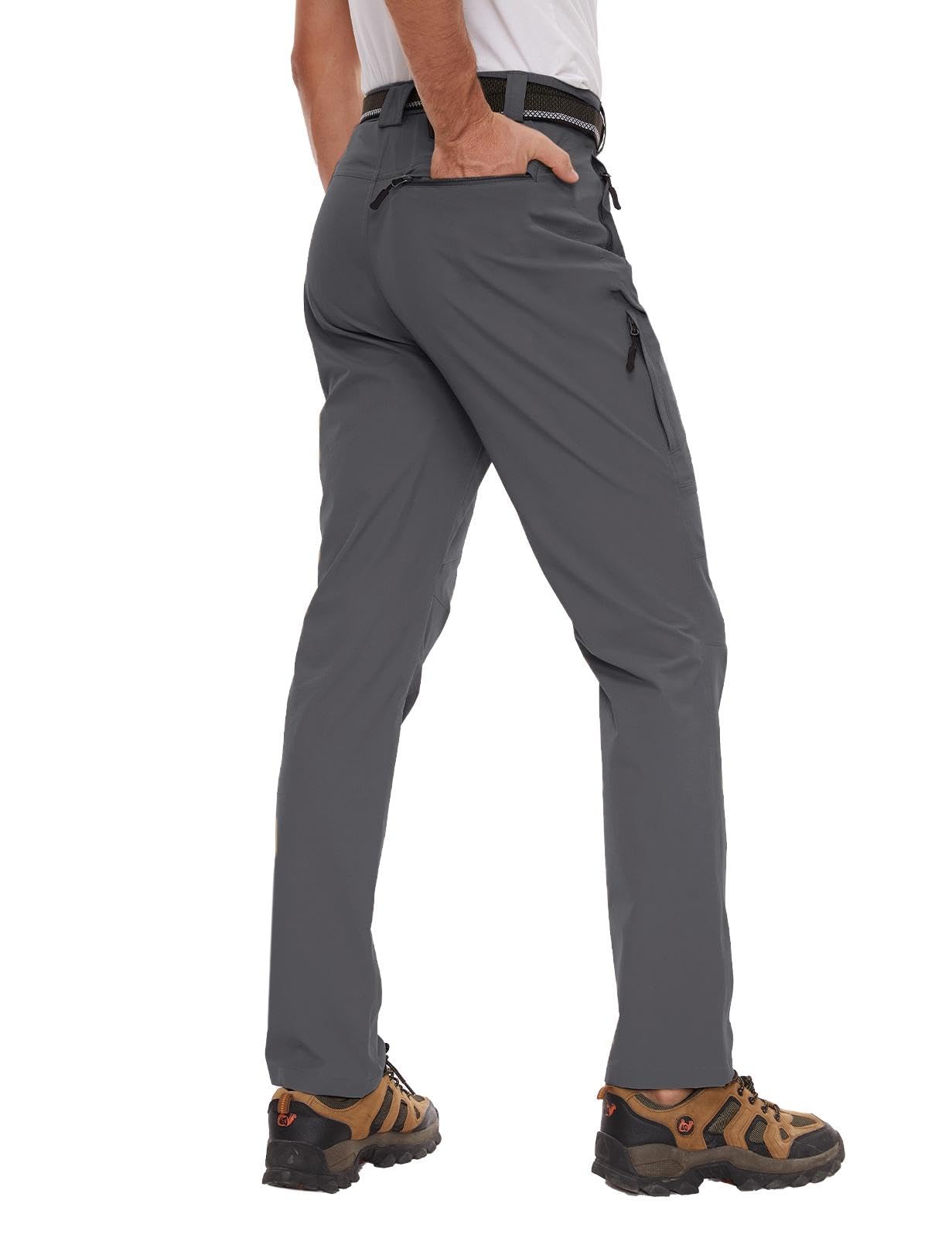 SEVEGO 30"/32"/34"/36" Inseam Men's Tall Hiking Pants Quick Dry Outdoor Waterproof Fishing Cargo Pants with Belt 5 Pockets 38" Dark Gray XXL