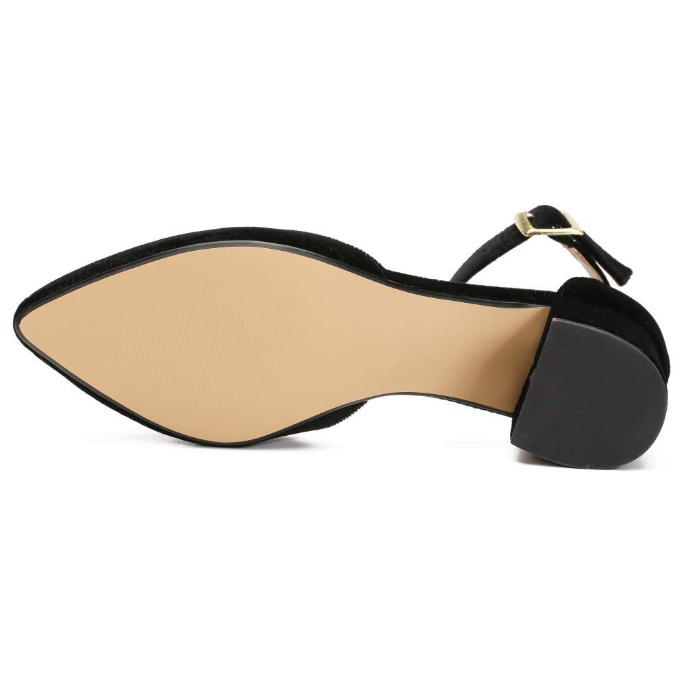 MAIERNISI JESSI Unisex Men's Women's Pumps Ankle Strap D-Orsay Pointed Toe Chunky Heel Velvet Black EU47 - US 15 Women/13.5 Men