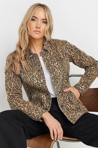 Long Tall Sally Lts Tall Leopard Print Denim Jacket Brown 8