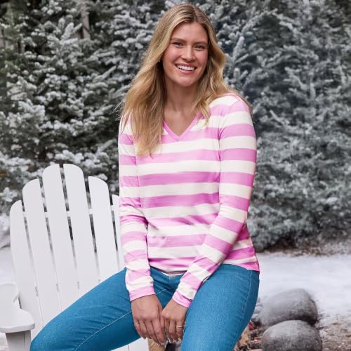 Ivory/Aster Pink Bold Stripe