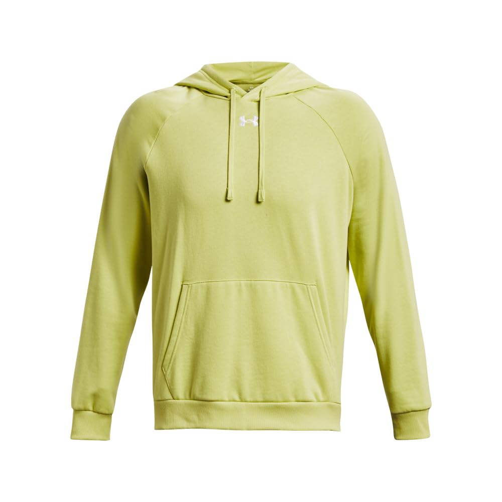 Under Armour Men's Rival Fleece Hoodie, (743) Lime Yellow / / White, X-Large Tall