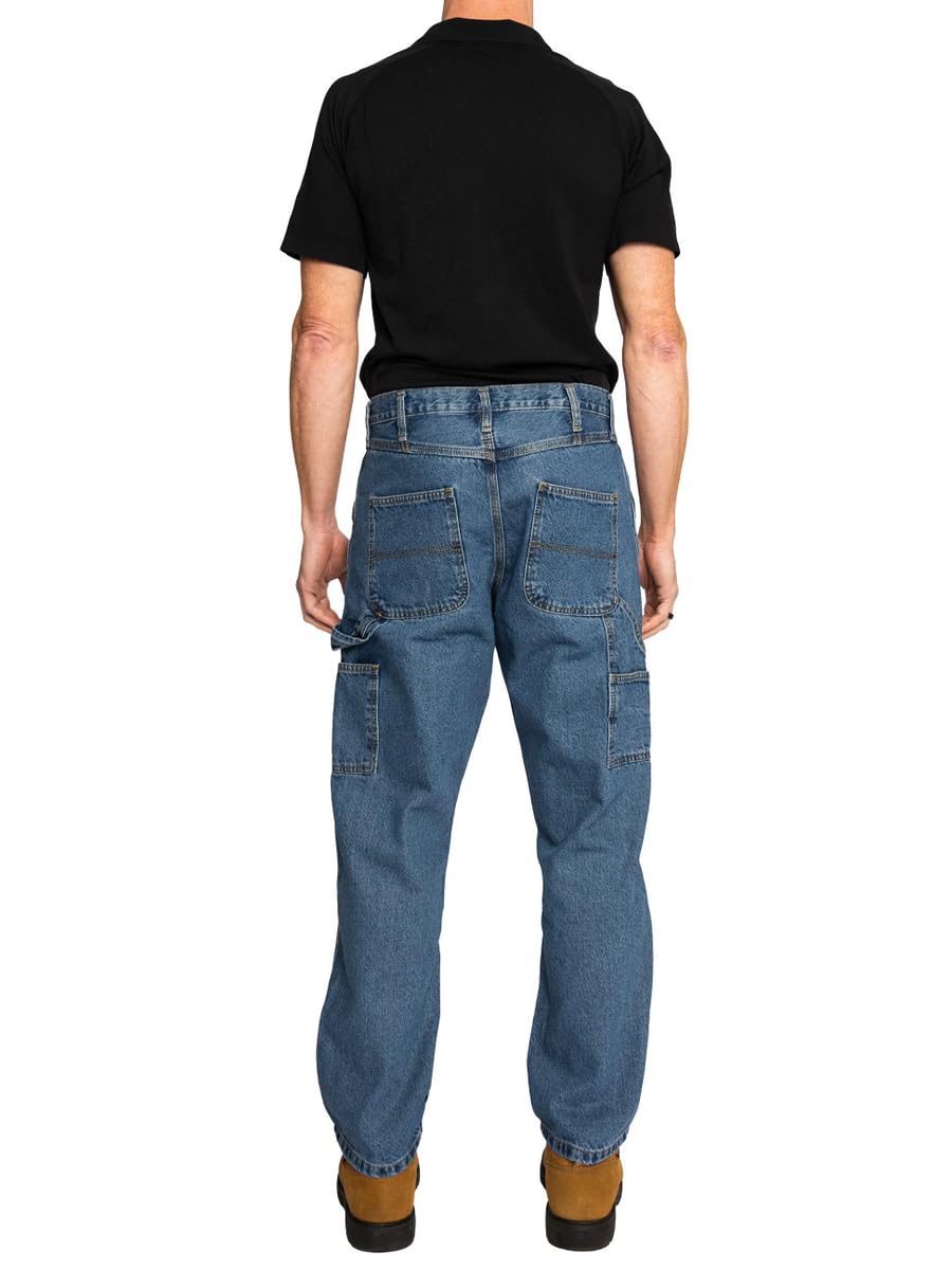 FULL BLUE Carpenter Denim Jeans, Relaxed Fit, Utility Pocket & Hammer Loop, Light Wash, 42x36