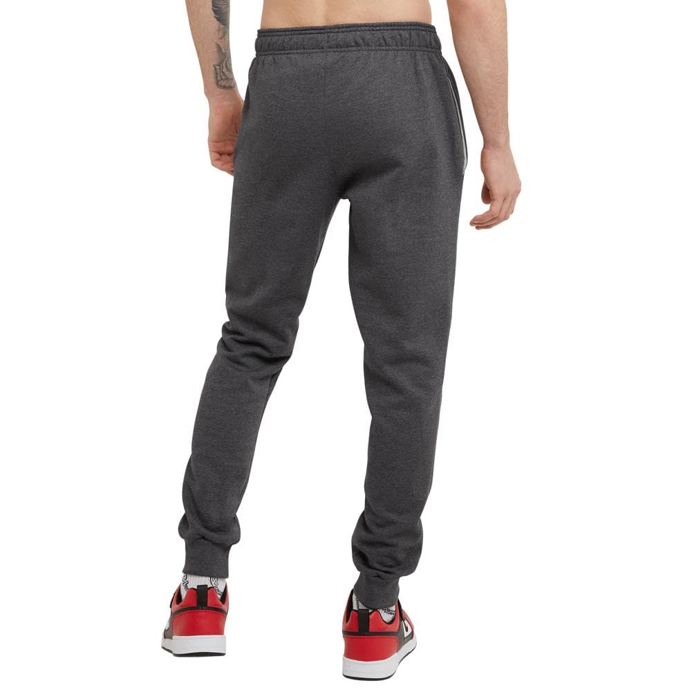 Champion Men's Fleece Joggers, Sweatpants, Standard Fit, Midweight, C, Available in Regular and Big, Granite Heather-Classic Script Logo, X-Large Tall