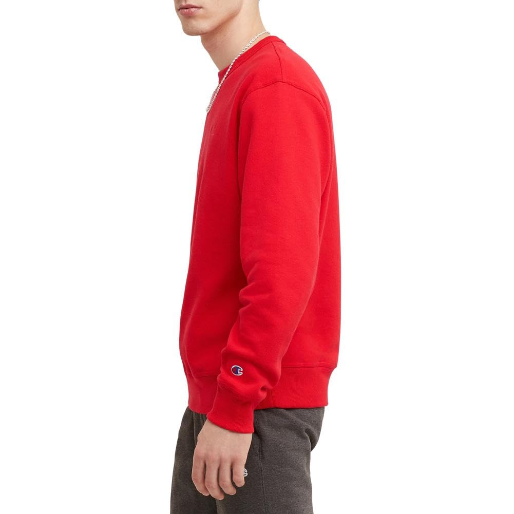 Champion Men's Crewneck Fleece Sweatshirt, Standard Fit, Midweight, Available in Regular and Big, Team Red Scarlet-C Logo, 3X-Large Tall