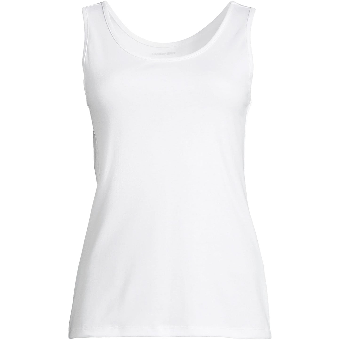 Lands' End Womens Cotton Tank Top White Tall Medium