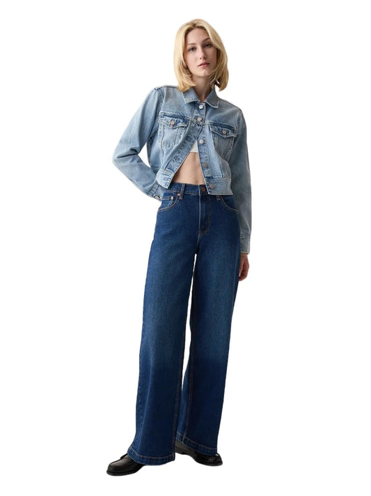 GAP Womens HIgh Rise Stride Denim Dark Wash 31 Long
