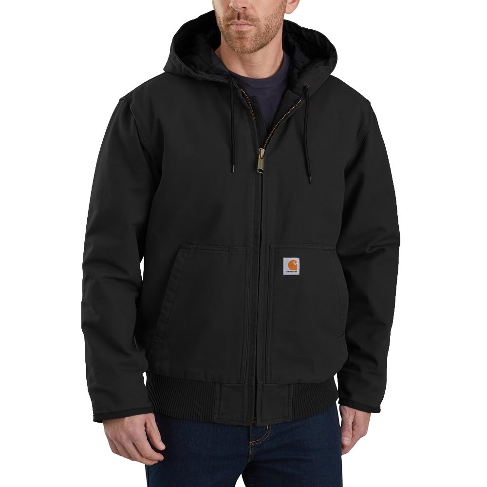 Carhartt Mens Loose Fit Washed Duck Insulated Active Jacket Work Utility Outerwear, Black, 3X-Large Tall US