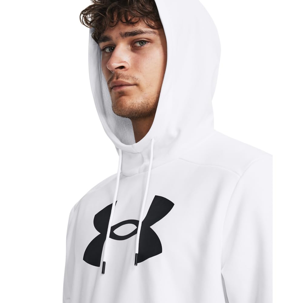 Under Armour mens Armour Fleece Big Logo Hoodie, (100) White / / Black, Large Tall