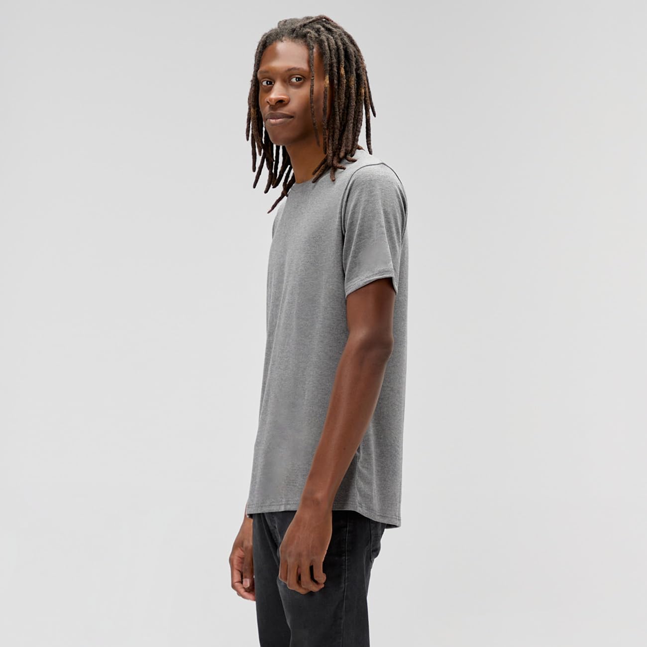 TallSlim Men's Tall Slim-Fit Short Sleeve Crewneck T-Shirt - Extra Long, Slim Fit, Preshrunk Easy Care, Gray, Small