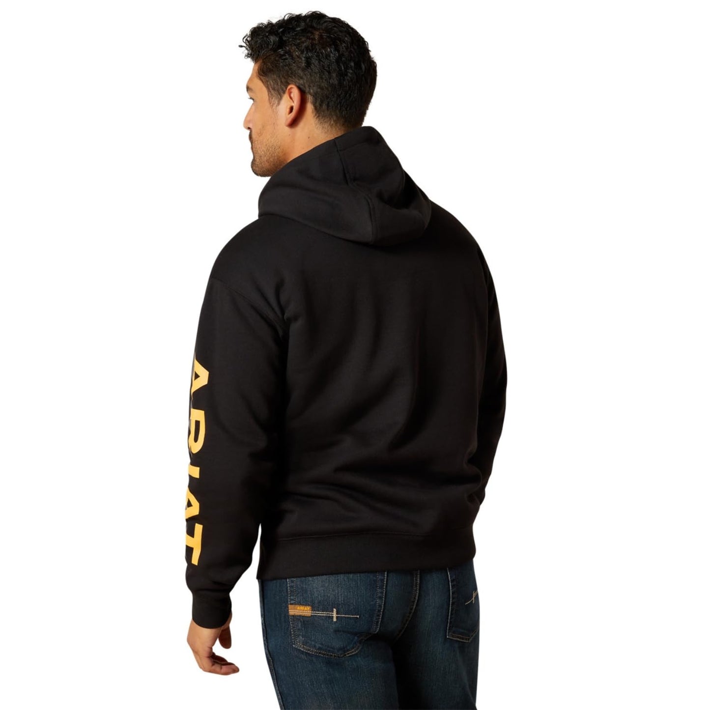 Ariat Rebar Lightweight Logo Hoodie, Black/Rebar Orange, Large Tall
