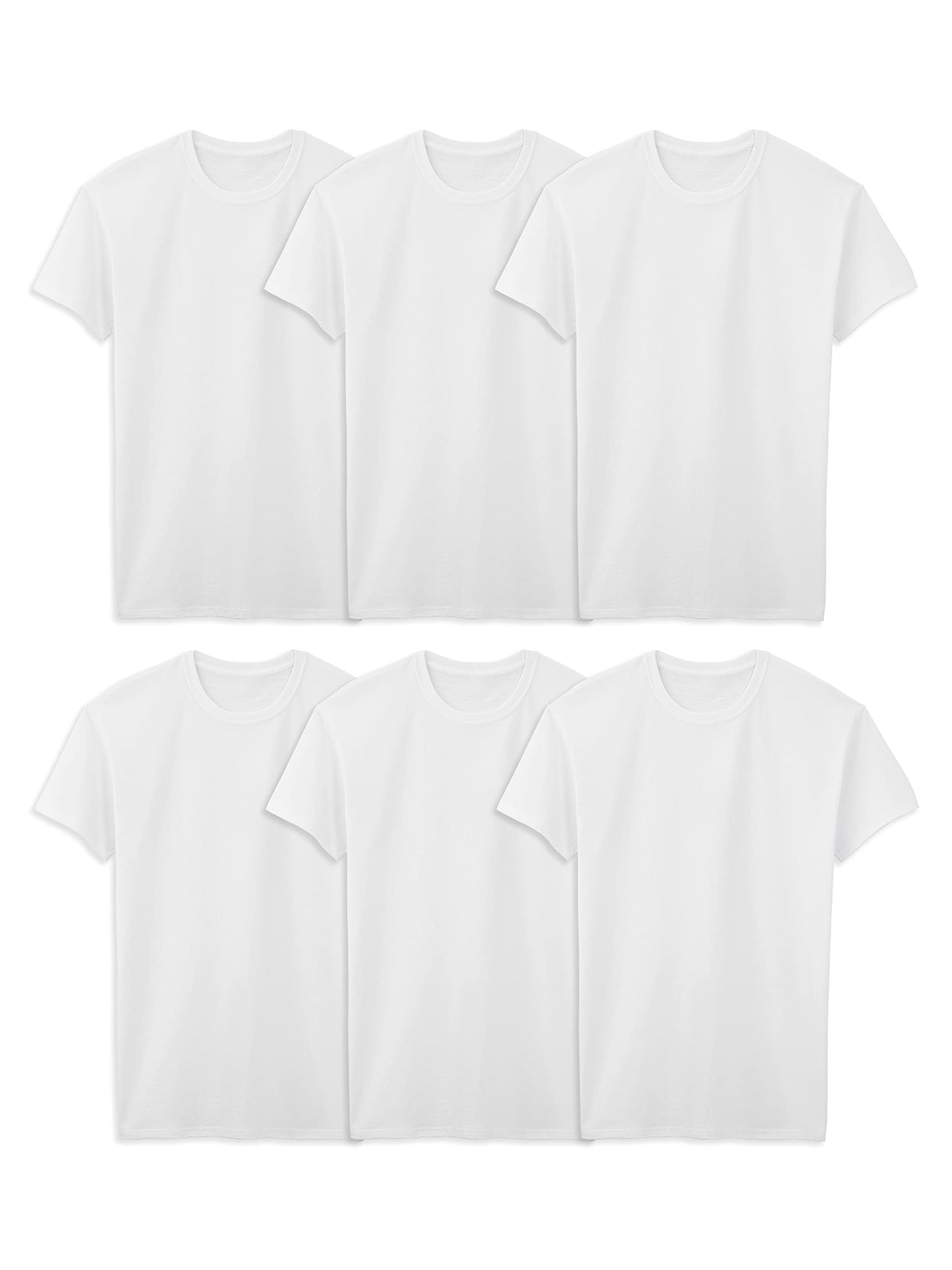 Fruit of the Loom Men's Stay-Tucked Cotton Crew Undershirts, Tall Man, White, 6-Pack, Large