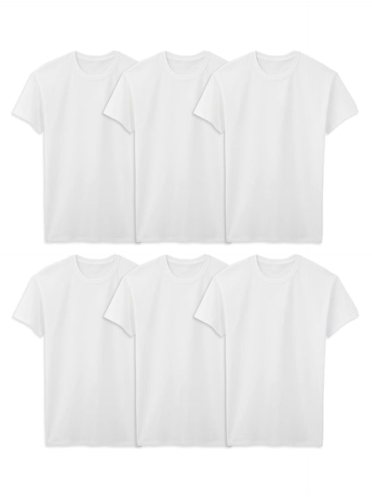 Fruit of the Loom mens Stay Tucked Crew T-shirt Underwear, Tall Man - White 6 Pack, X-Large US