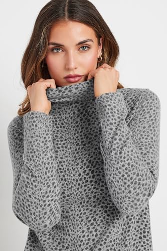 Long Tall Sally LTS Tall Soft Touch Animal Print Top Light Grey 14