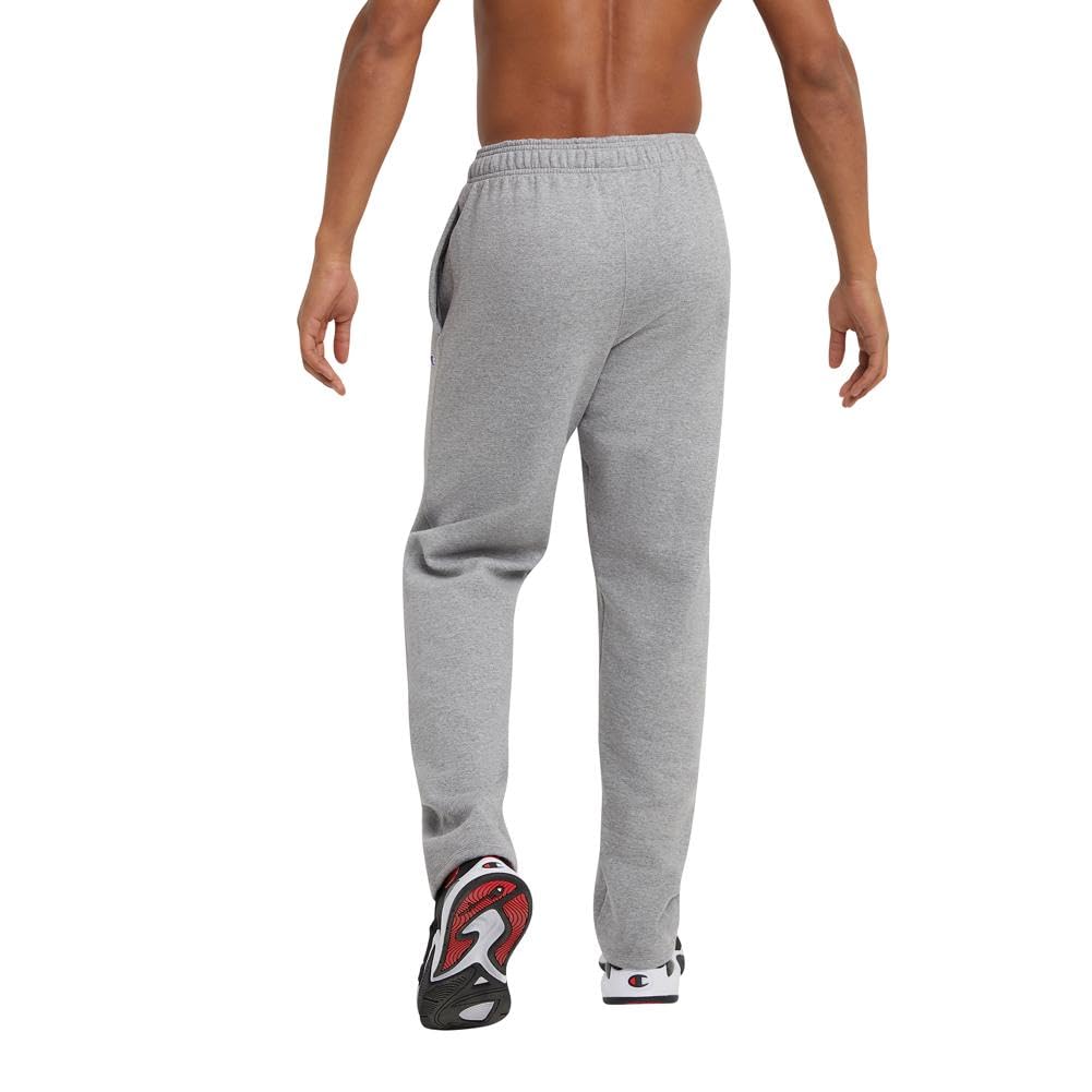 Champion Men's Open-Bottom Fleece Sweatpants, Standard Fit, Midweight, Available in Regular and Big, Oxford Gray-C Patch Logo, XX-Large Tall