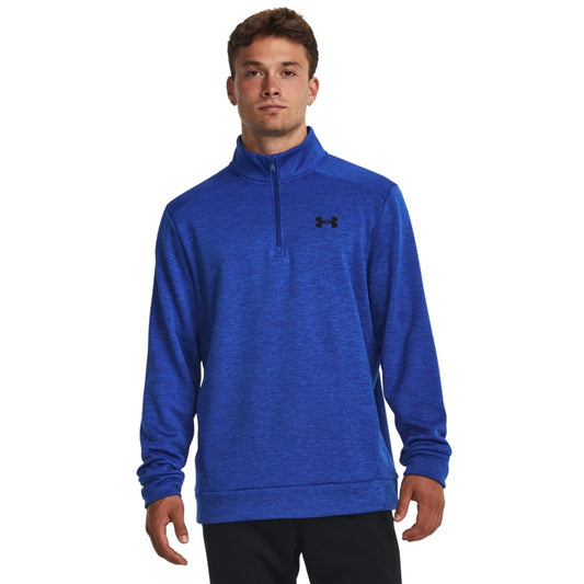 Under Armour mens Armour Fleece Twist Quarter Zip, (400) Team Royal / / Black, Small Tall