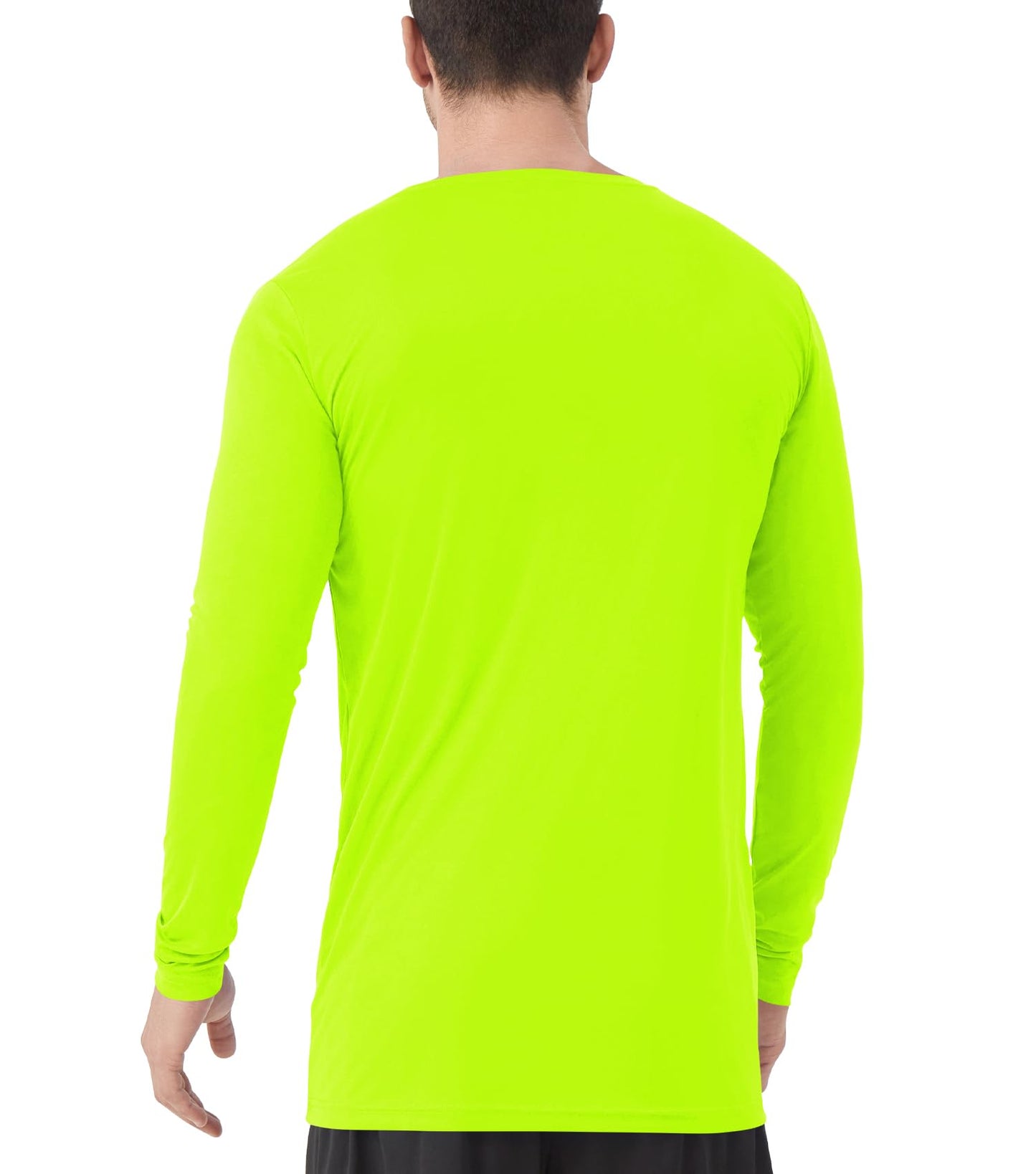 Men's Tall Rash Guard Long Sleeve T Shirts - UPF 50+ Sun Protection Tee Shirt for Fishing, Swim, Hiking Neon Green