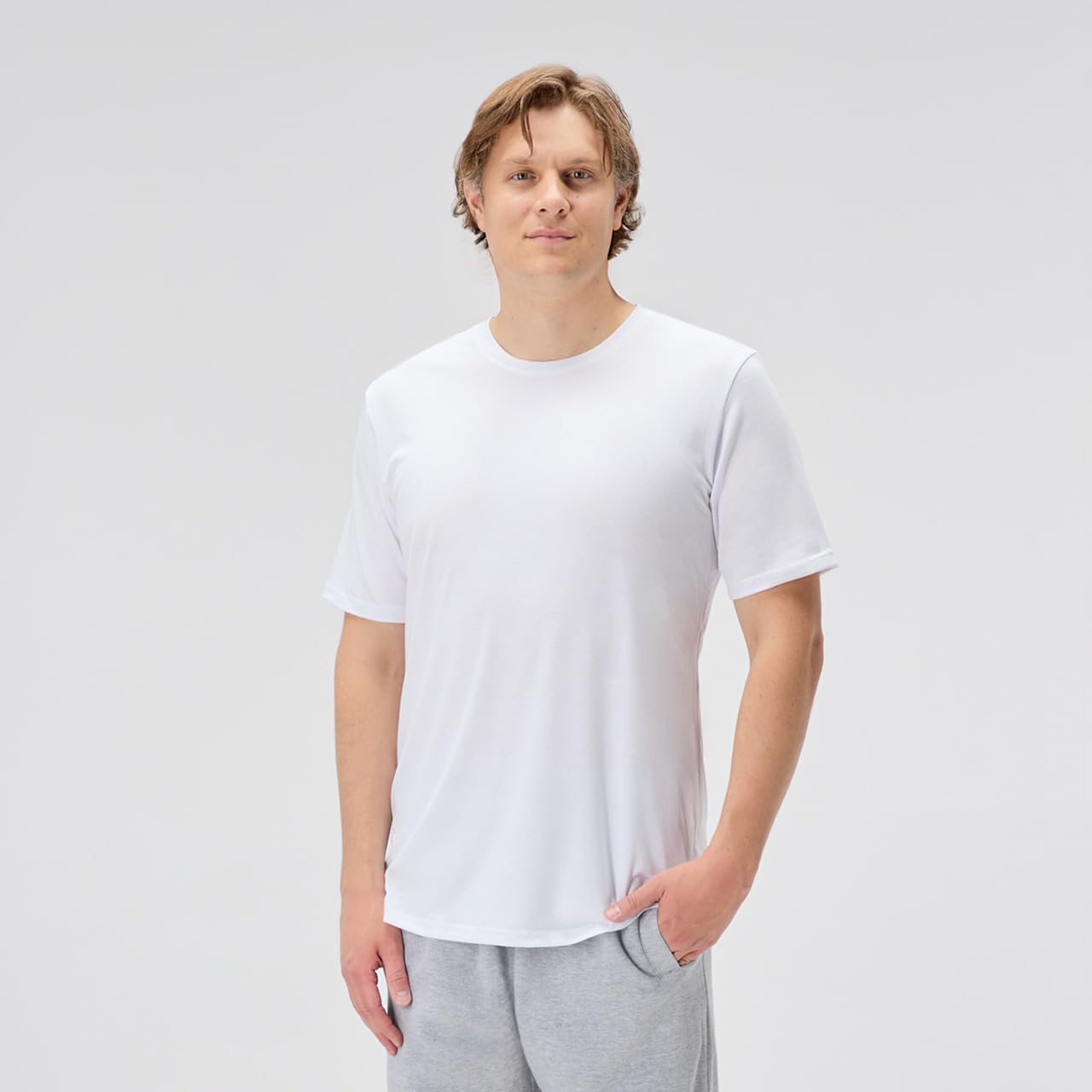 TallSlim Men's Tall Slim-Fit Short Sleeve Crewneck T-Shirt - Extra Long, Slim Fit, Preshrunk Easy Care, White, Small