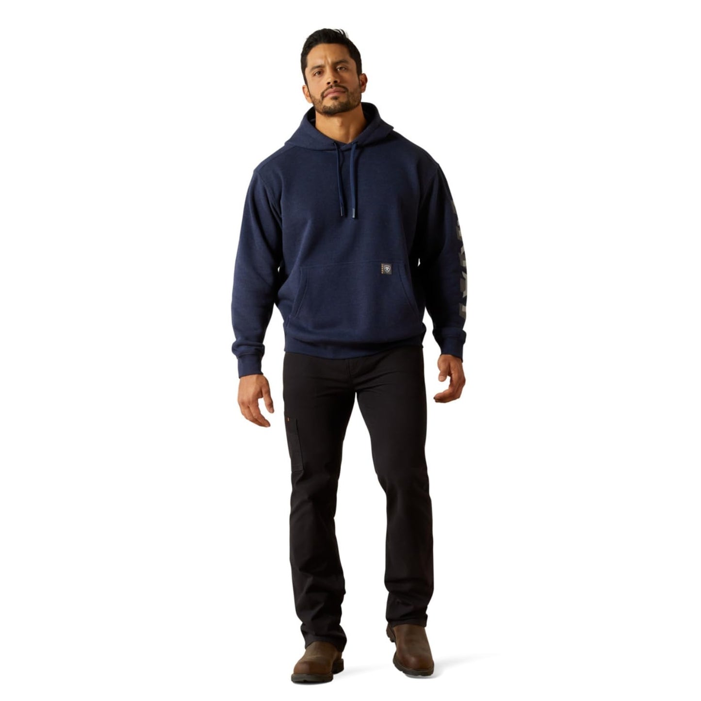 Ariat Rebar Lightweight Logo Hoodie, Navy Heather/Alloy, 3X-Large Tall