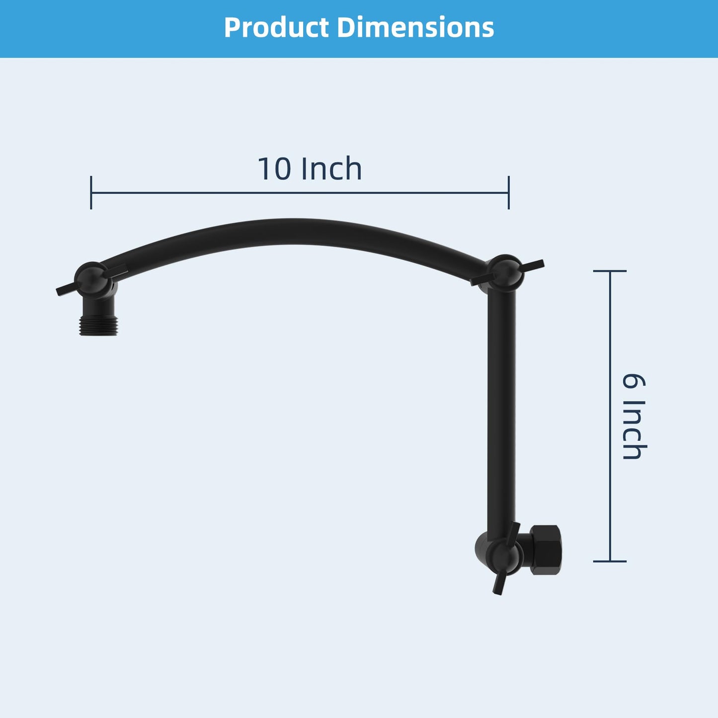 Hibbent All Metal 16'' Shower Head Extension Arm, Solid Brass Flexible Height & Angle Adjustable Shower Head Arm Extender with Lock Joints, Stainless Steel G1/2 Universal Connection, Matte Black
