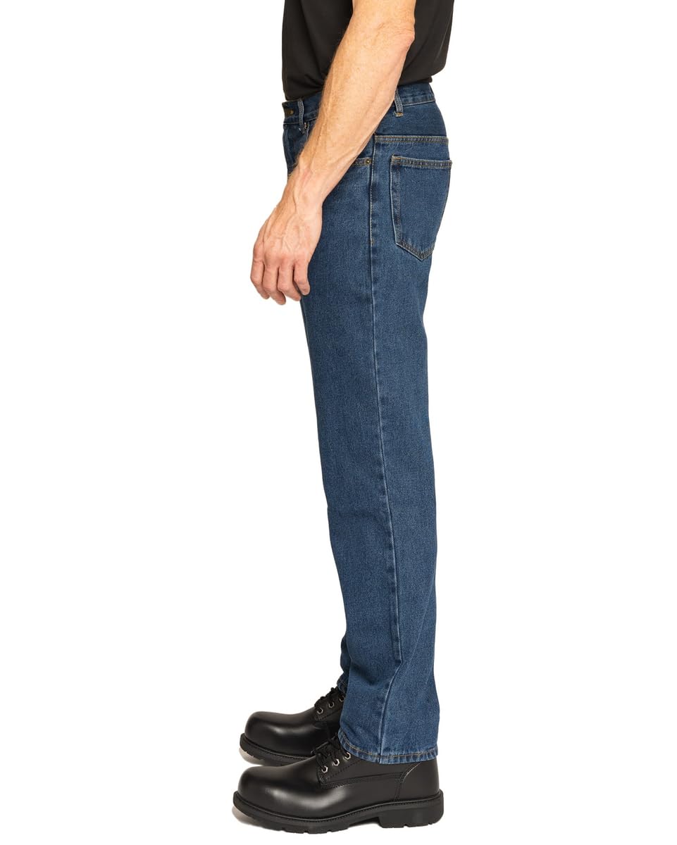 FULL BLUE 5 Pocket Denim Jeans, Regular Fit, Straight Legs, Sits at Waist, Medium Wash, 33x36