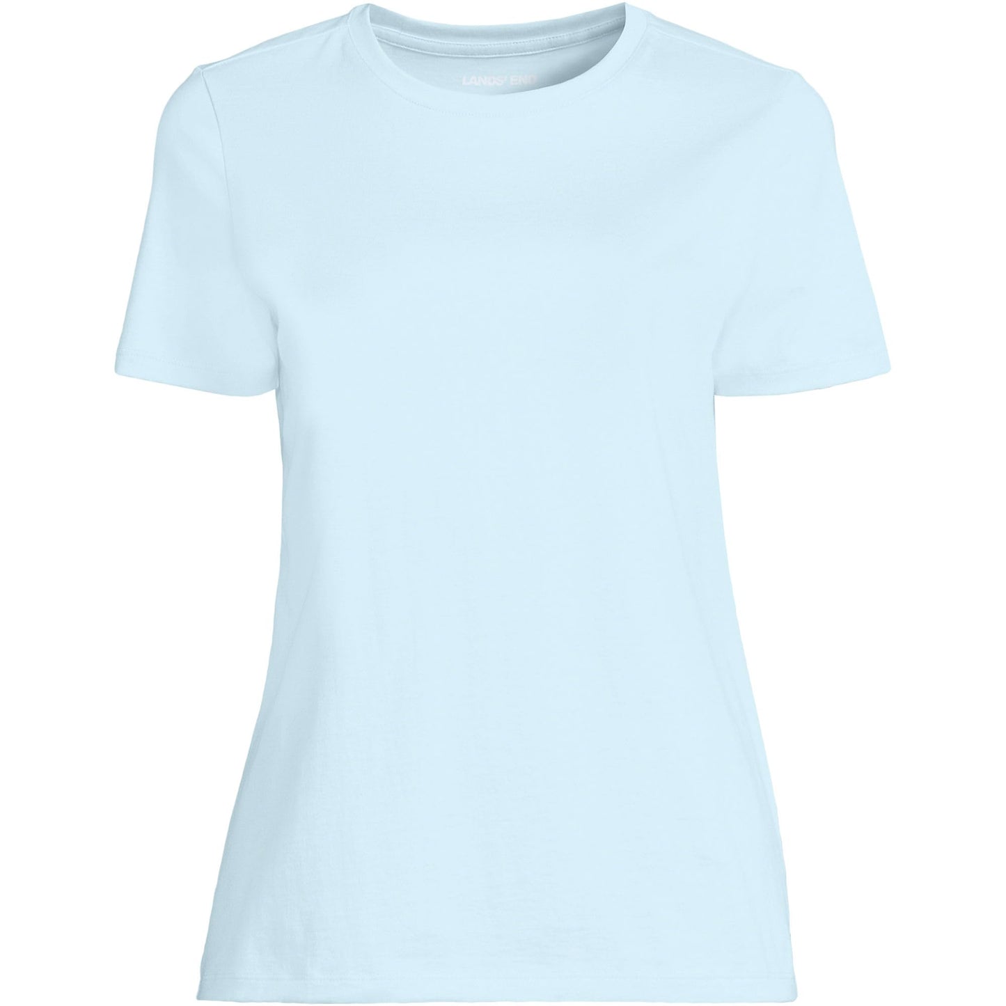 Lands' End Womens Short Sleeve Relaxed Supima Cotton Crew Neck T Shirt Soft Ice Blue Tall X-Large