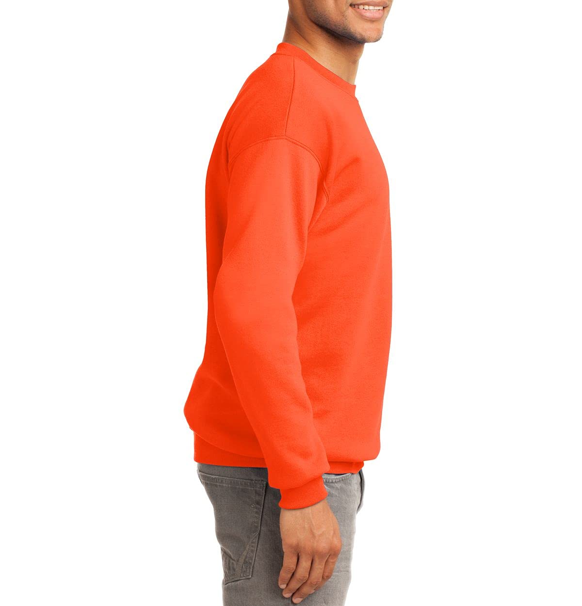 JustBlanks Fleece Sweatshirt for Men Tall Men’s Sweatshirt Crewneck Sweatshirt Relaxed-Fit Pullover Sweatshirt - Safety Orange - LT