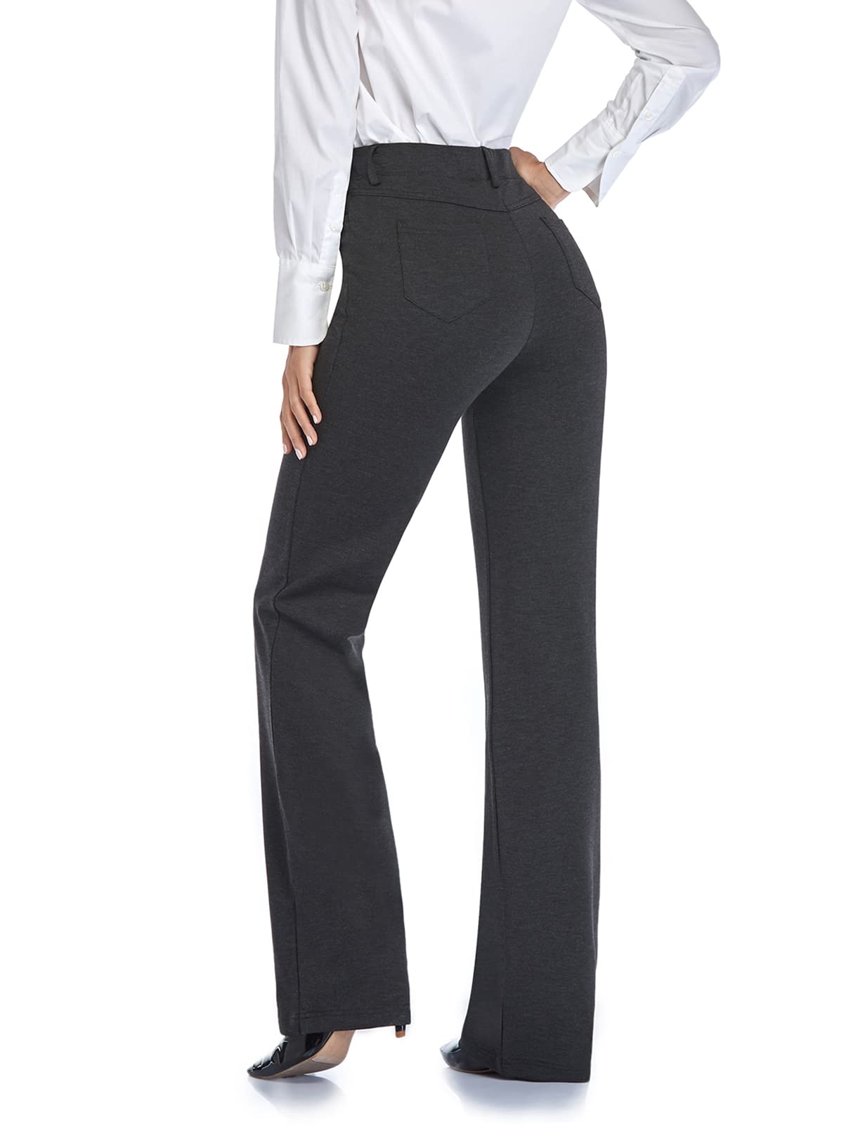 Tapata Women's 28''/30''/32''/34'' Stretchy Bootcut Dress Pants with Pockets Tall, Petite, Regular for Office Work Business 34", Charcoal, XXL