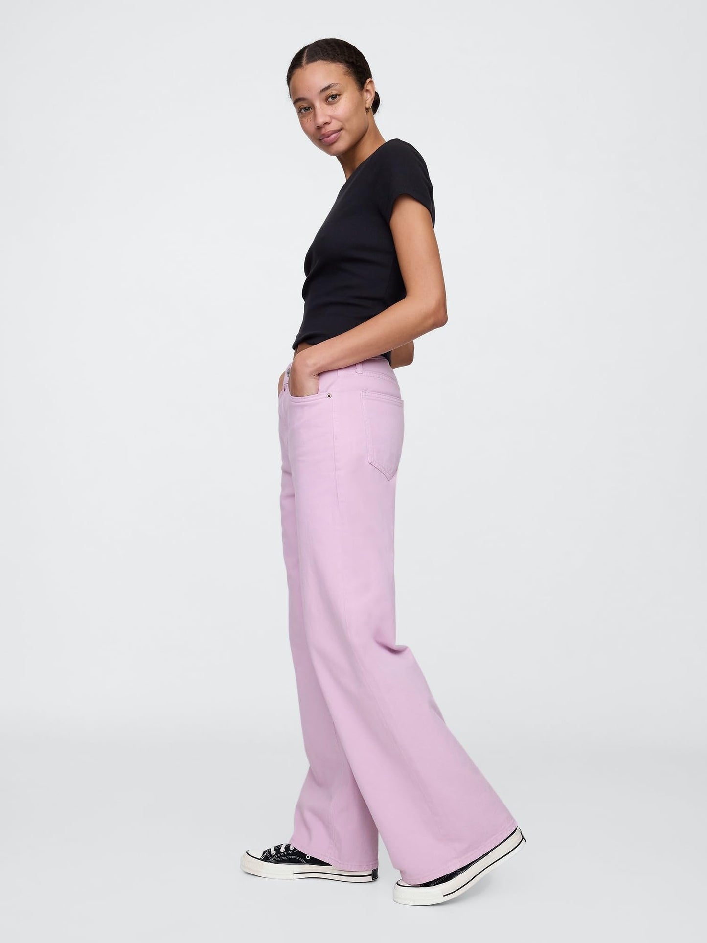 GAP Womens High Rise Wide Leg Jeans Orchid 207 27 Long