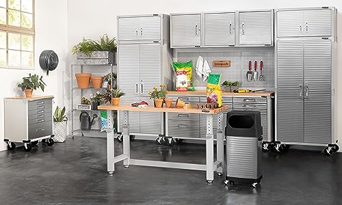 Seville Classics UltraHD Heavy Duty Workbench Table w/Solid Wood Top, 1000 lbs. Weight Capacity Workstation for Garage, Warehouse, Workshop, Granite, 60" W x 24" D x 28.5" to 42" H Desktop