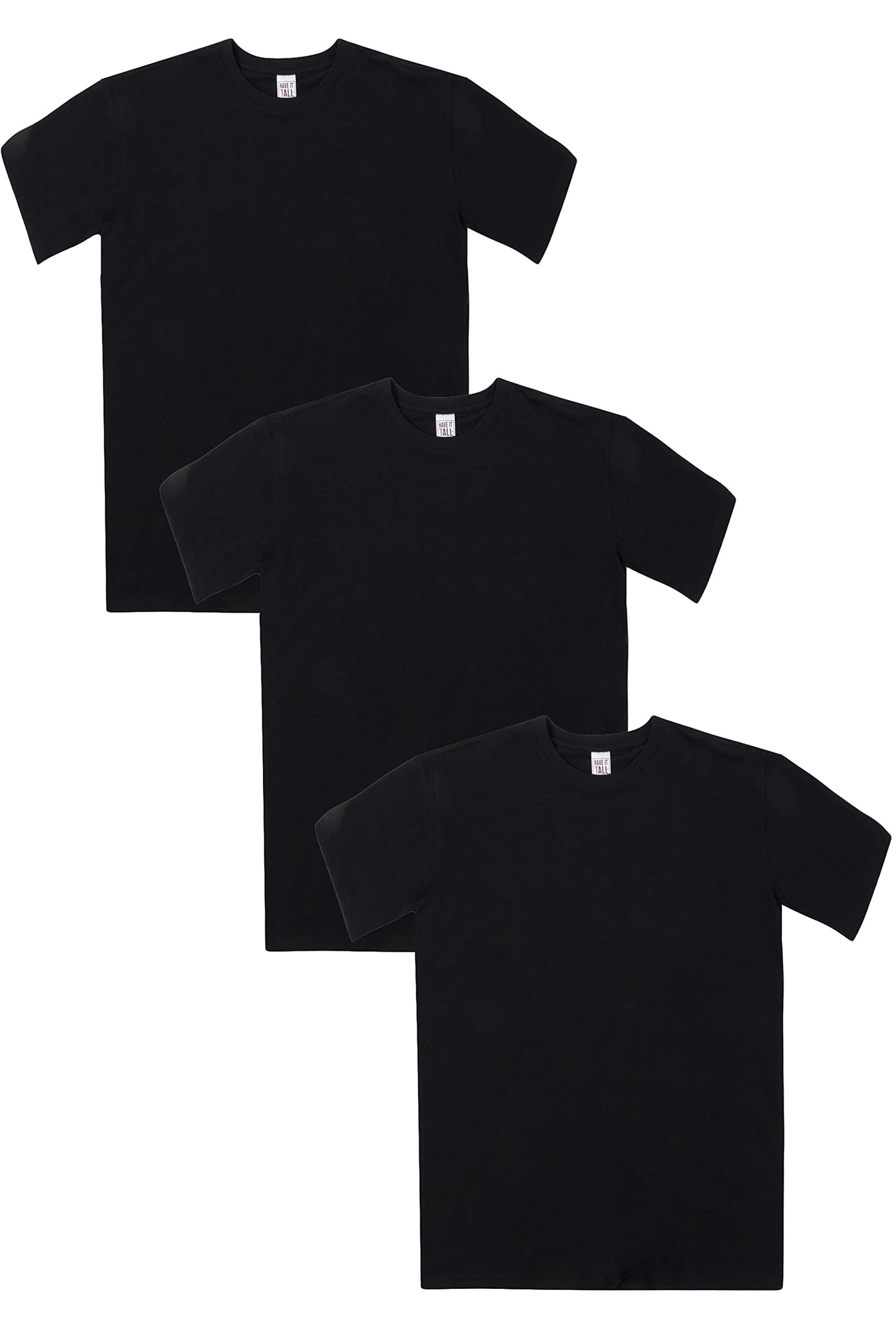 Have It Tall Men's Premium Ringspun Cotton T Shirt 3-Pack BlackBlackBlack Large Tall