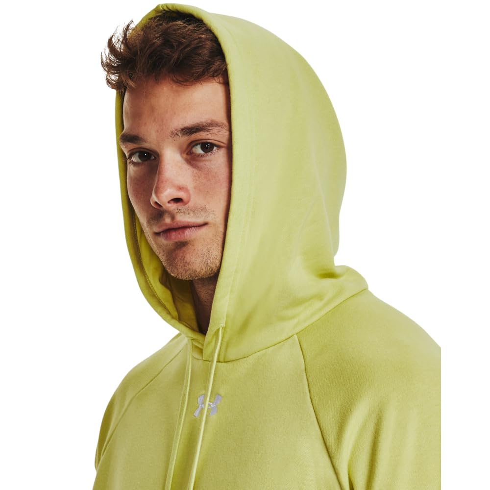 Under Armour Men's Rival Fleece Hoodie, (743) Lime Yellow / / White, X-Large Tall