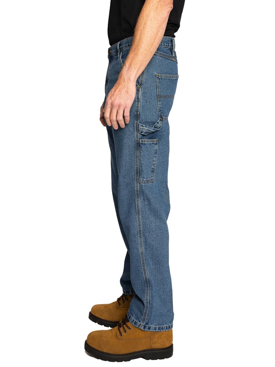 FULL BLUE Carpenter Denim Jeans, Relaxed Fit, Utility Pocket & Hammer Loop, Light Wash, 42x36