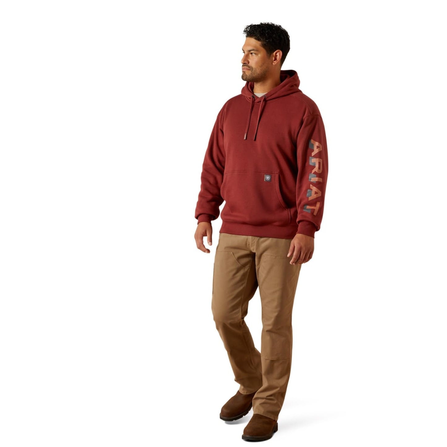Ariat Rebar Lightweight Logo Hoodie, Madder Brown, X-Large Tall