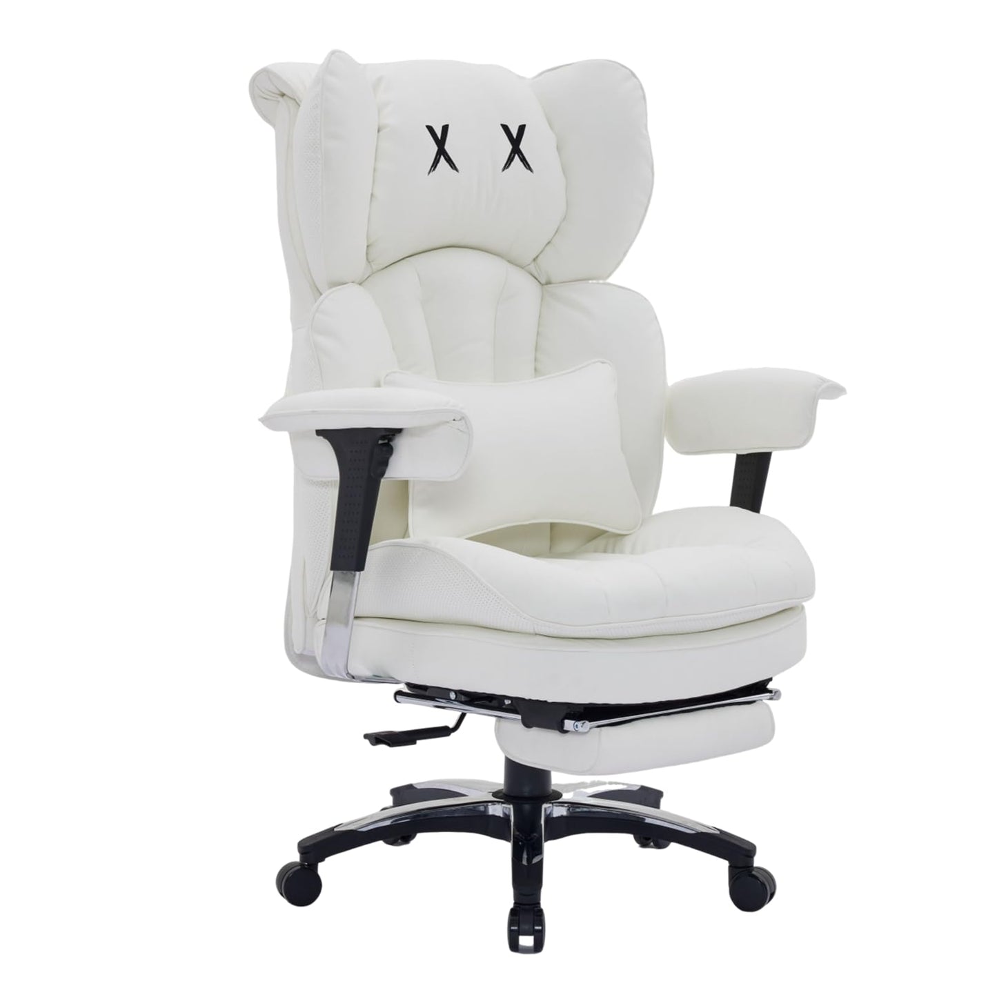 Efomao White Big and Tall Office Chair with Footrest – Ergonomic High-Back Computer Chair with Adjustable Armrests, Wide Seat – Modern Home Office, Gaming & Study Chair for Young Professionals